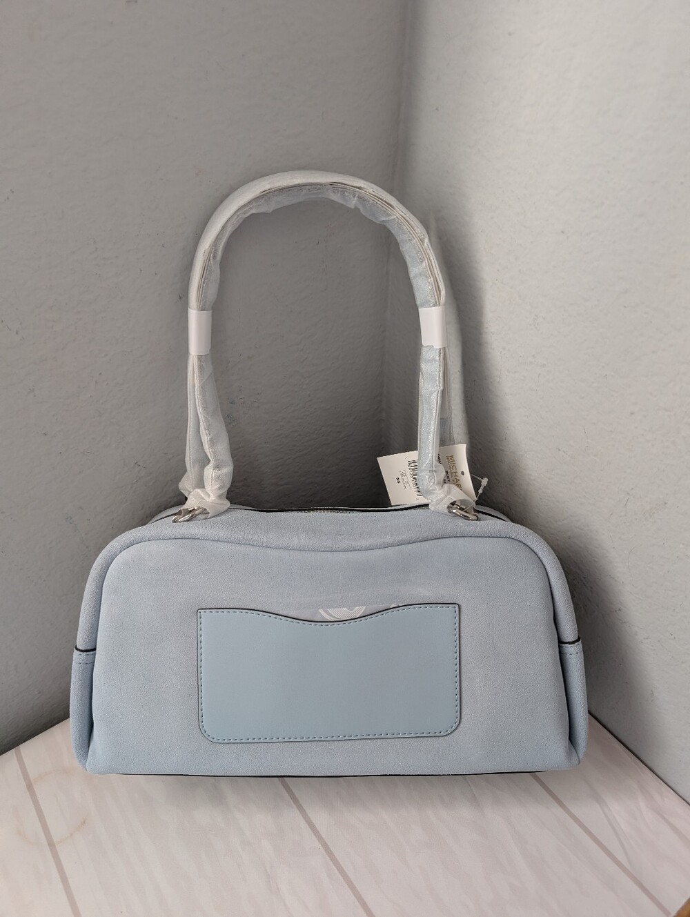 NWT Michael Kors Cecily Medium Suede Shoulder Bag in Pale Ocean - Picture 2 of 4